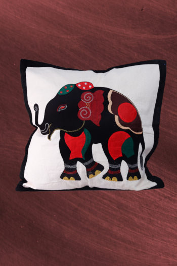 GRAY CLOTH PATCH WORK “ELEPHANT”  CUSHION COVER