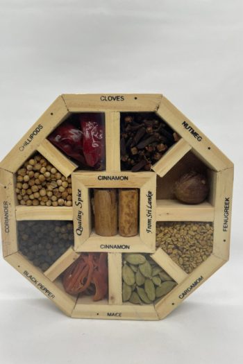 LAKSALA ASSORTED SRI LANKAN SPICE IN WOODEN OCTAGONAL BOX 150G – 09 VARIETIES