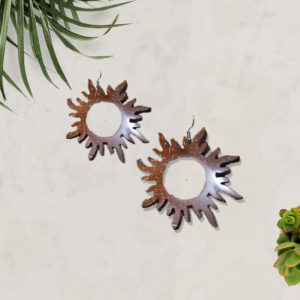 "Elevate your style with Sun-shaped Coconut Shell Earrings."