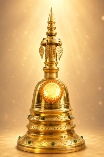 Premium Brass Karadu (Casket) – 10 Inch With Kacha (Viewable Glass)
